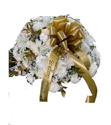 White & Gold Casket Cover