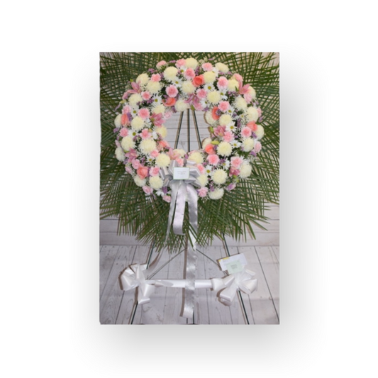 Pink & White Wreath Standing Spray